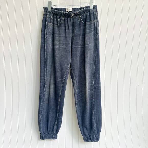Rag & Bone Miramar Jogger Pants Blue Denim Print Sweatpants Style M - Picture 1 of 6